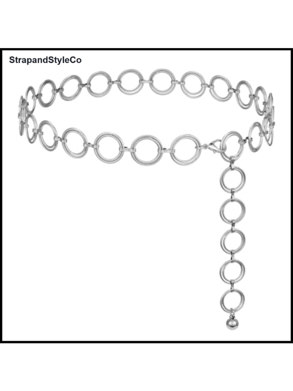 Metal Chain Belt O-Ring Waist Link Belt for Dresses Jeans